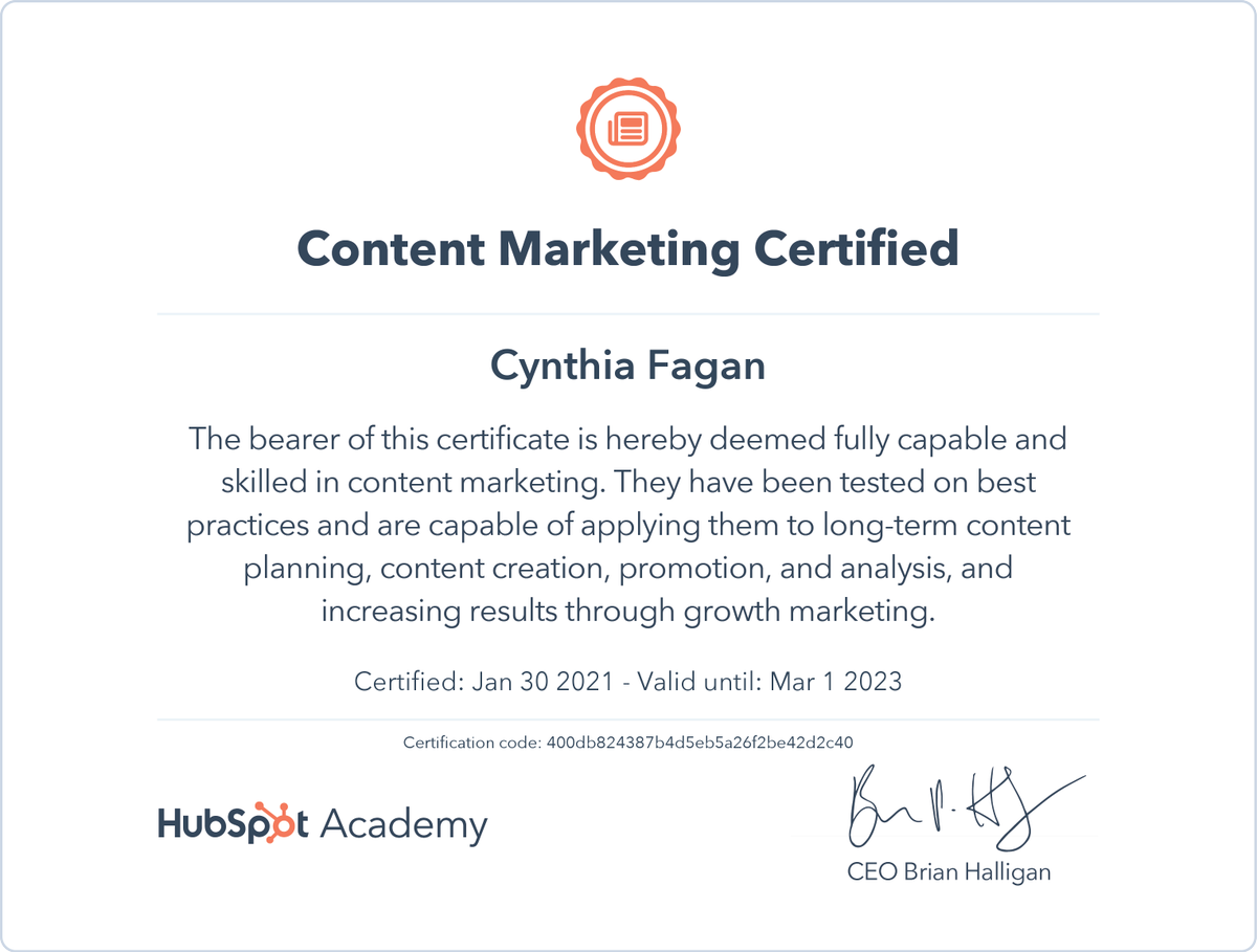 mysocialfirefly's tweet photo. What did you do this week? We brushed up on our skills and earned a @HubSpotAcademy certification in #contentmarketing! 🏆 https://t.co/yvYKNsDtVd