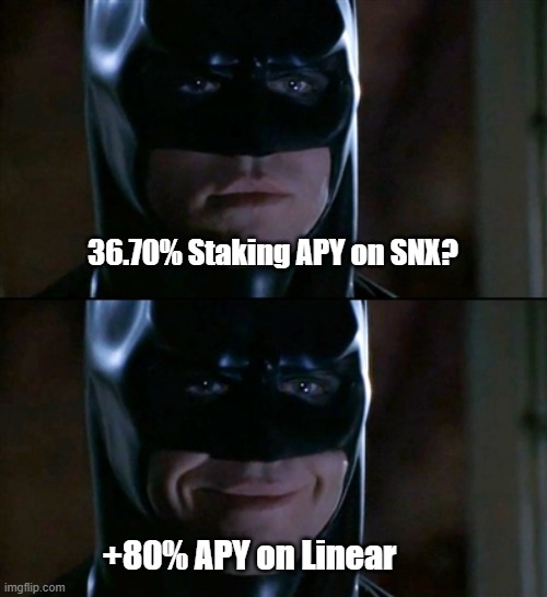 LinearLunatic's tweet photo. @SNXified $LINA > $SNX
LINA APY > 80% https://t.co/rsDnoMZEF9