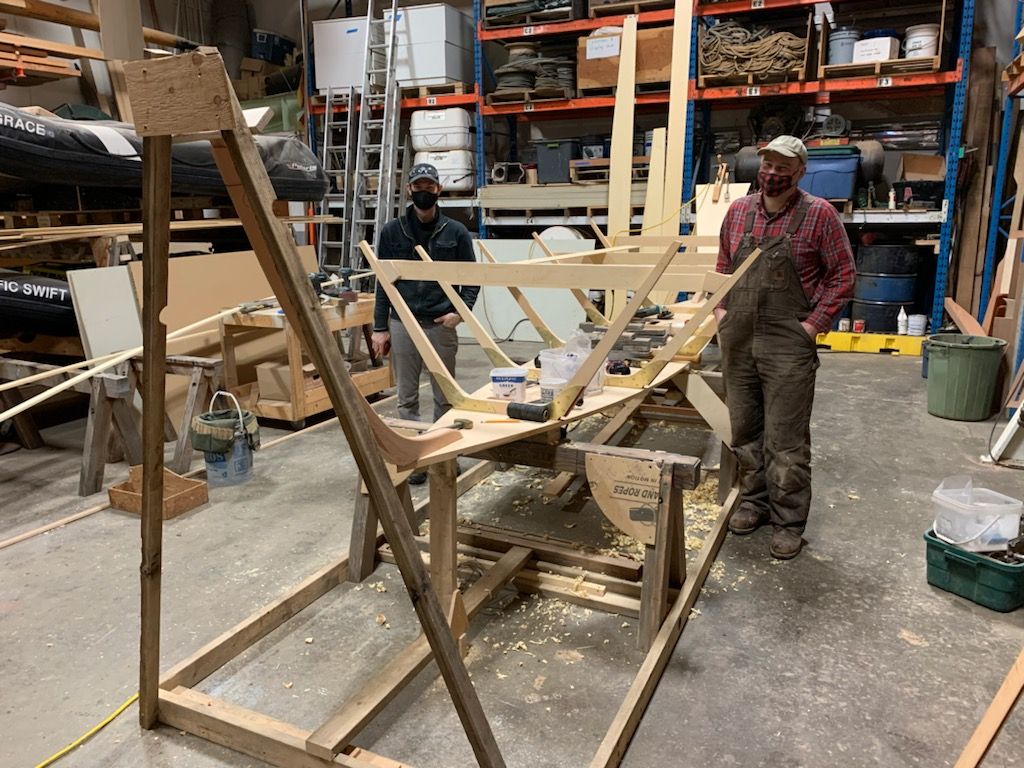 Chris and Patrick are busy at our shop as they build a new dory for the Pacific Grace. We appreciate the skill and support these two bring to our team! 🙌
