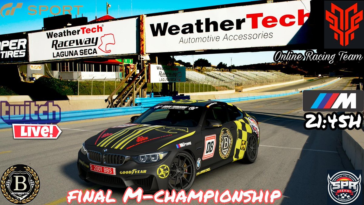 !!Lo prometido es deuda y esta noche disputaremos la SuperFinal de los 16 mejores del Campeonato M-Championship by <a href="/ScuderiaORT/">ORT Championships</a> y hoy toca "disfrutar"(derrapar?) con la furia M4 en Laguna Seca. Se viene carrera guapa! Nos vemos en Twitch 21:45H. Letss go peoplee!!