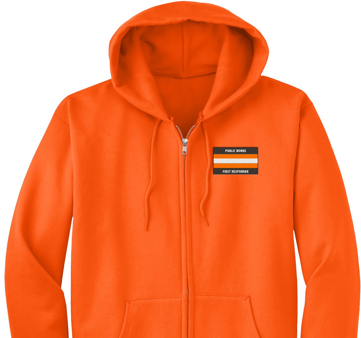 APWATWEETS's tweet photo. NEW in the APWA Store! Show your #PublicWorksFirstResponder pride with the First Responder Zip-up Hoodie, made from a bright safety orange 9-oz blend of 50/50 cotton poly fleece! Purchase yours today: https://t.co/cMJ7qEvgsE #APWAStore #FirstResponders https://t.co/pTldnqJMnG