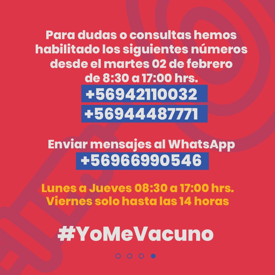 PLAN DE VACUNACIÓN 💉

📍Comienza este miércoles 3 de febrero.

📍En esta primera etapa se priorizará a l@s mayores de 85 años.

📍¿Dudas, consultas? Comunícate con los números de atención que compartimos en el post 👉

#PlandeVacunacion #Independenciatecuida