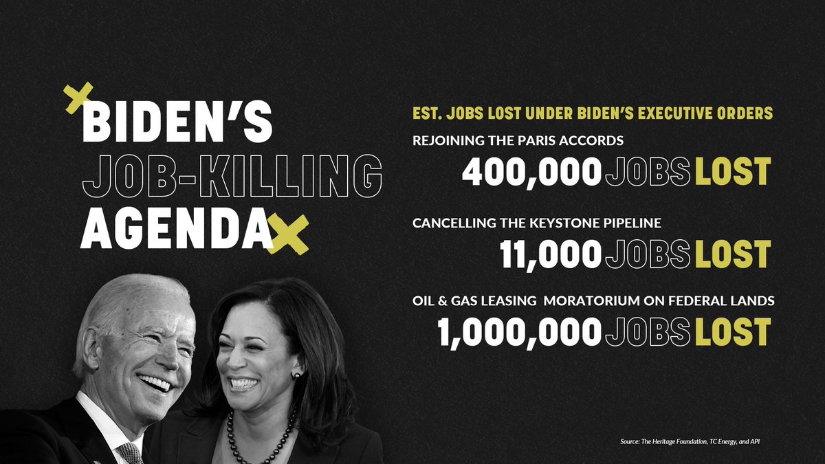 HouseGOP's tweet photo. President Biden's first two weeks have been a sprint to the left.
 
After bucking the inaugural message of "unity," far-left policies have been the only priority.
 
The American people have already been left behind and hundreds of thousands of jobs have been destroyed. https://t.co/ziYtC0hiXR