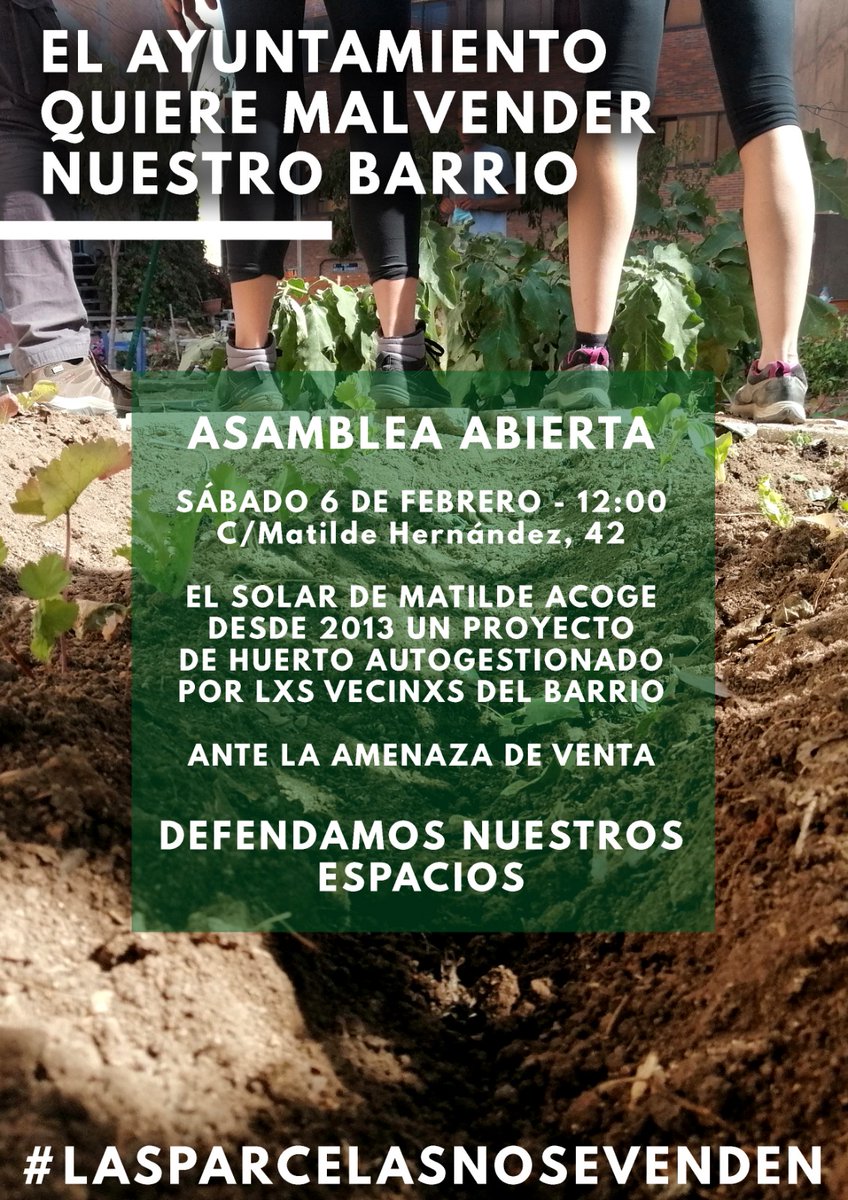 solardematilde's tweet photo. 🌱🍆🤝🏽El Solar de Matilde es uno de los proyectos que ha florecido 🌻 en una de las parcelas municipales que el ayuntamiento ha puesto en venta ��� y lxs vecinxs de #Carabanchel tenemos mucho que decir. Te apuntas? 
#LasParcelasNoSeVenden #ElSolarSeQueda https://t.co/WM6yTcUnWv