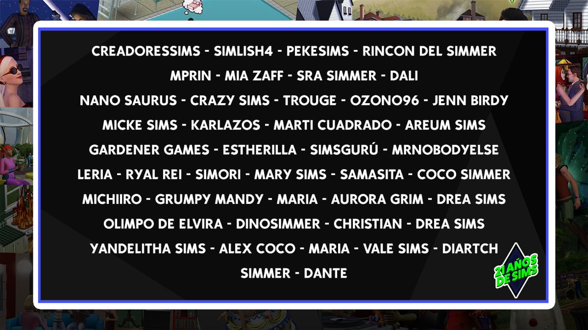 InfoSimmer's tweet photo. ¡La mayoría de los creadores de contenido que nos acompañarán este sábado 6 de febrero en el #21AñosDeSims! ✨🥰

¿Se apuntan a esta MEGA celebración?

👇👇👇 https://t.co/EAz1Z1k51s