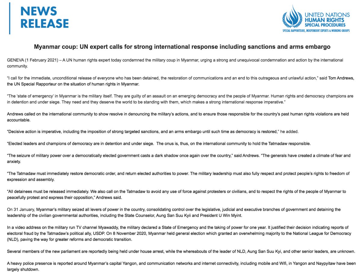 The people of Myanmar need and deserve the international community to not only condemn the outrage that is unfolding there but to take action. Today I have issued a call for the imposition of sanctions and an arms embargo. Now, more than ever, we must act.