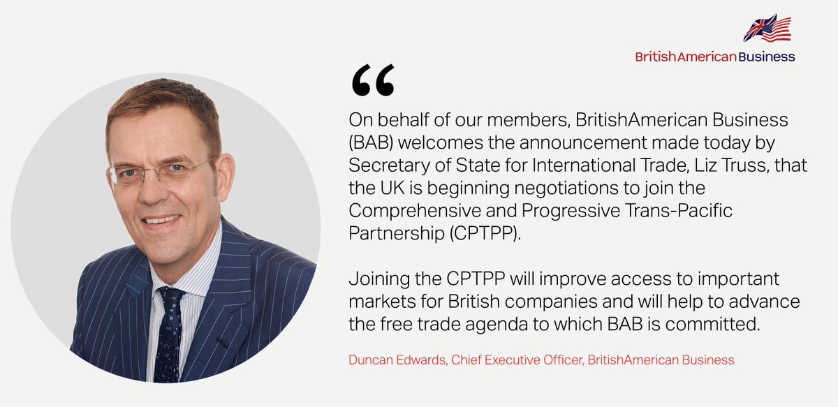 In response to the UK’s decision to start formal accession discussions to the CPTPP, BritishAmerican Business has published the following statement

babinc.org/britishamerica…