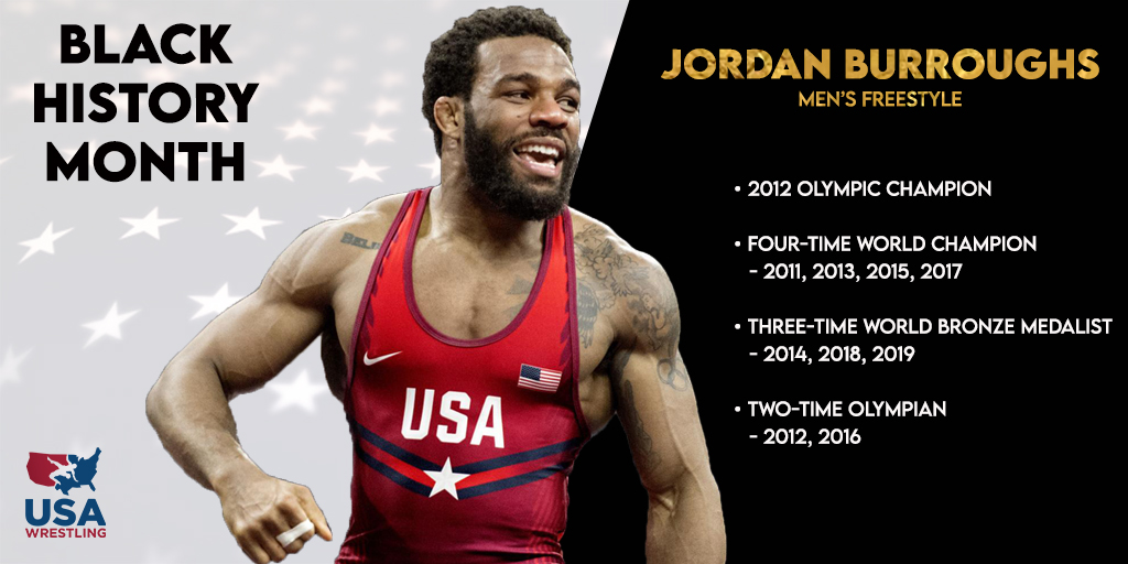 USAWrestling's tweet image. 👑A thread👑To celebrate Black History Month, USA Wrestling will highlight a black wrestler each day who has had an impact within the sport #BHM  

Today, we start with Jordan Burroughs (@alliseeisgold)