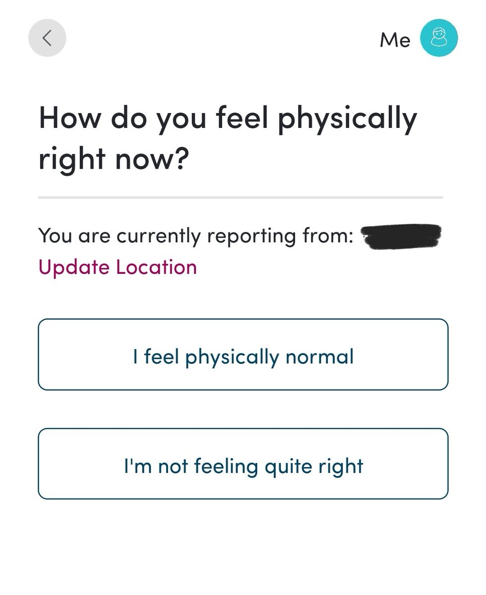 Lunchtime means another blood pressure check and completing the daily covid-19 survey. Answering this question is interesting seeing as I haven't felt physically normal since 2018... 7/9