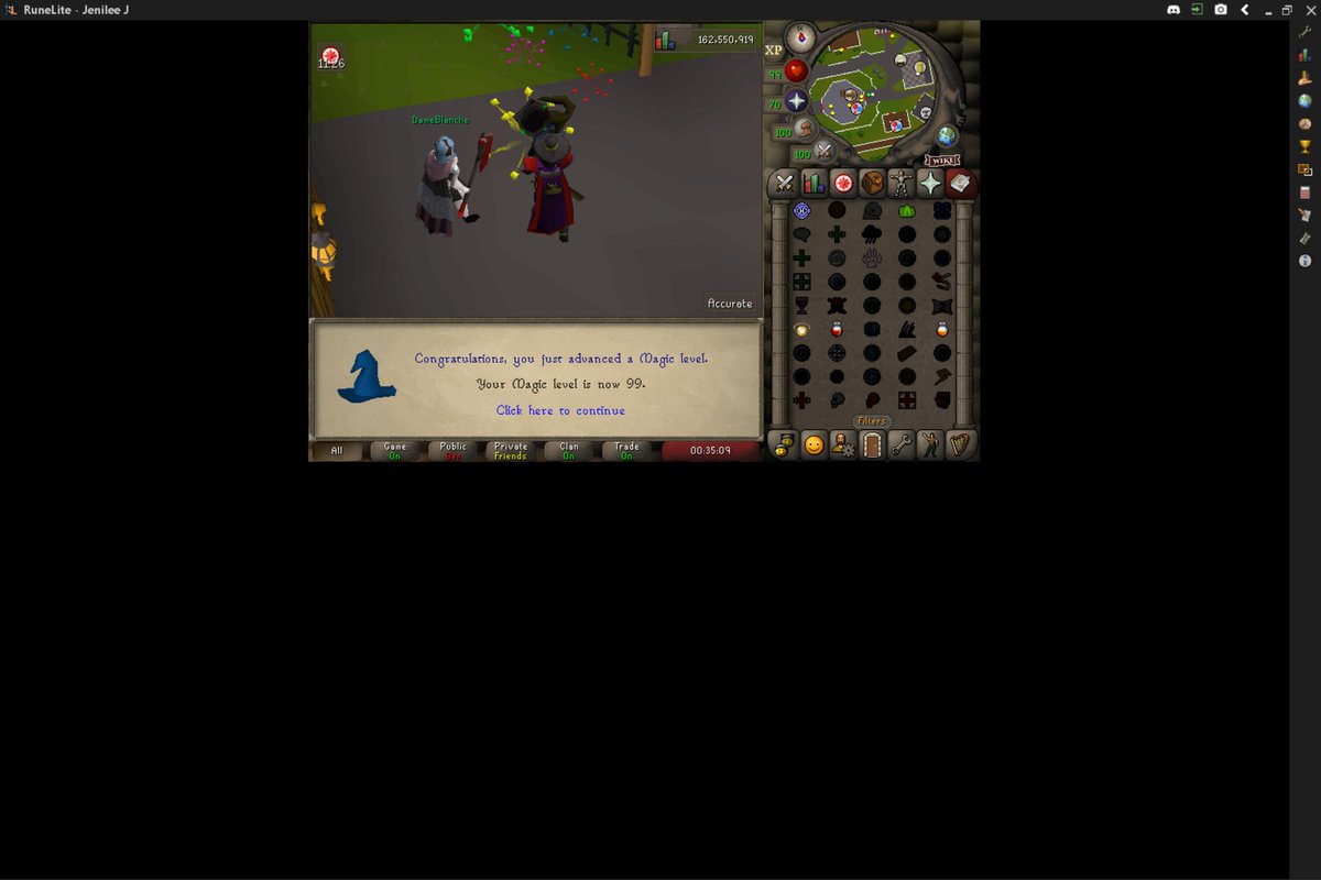 Got 99 magic on stream with @katyskyee  Ahh feels like I was working on this for so long! Thank you everyone that joined the stream it was fun! 99 Woodcutting next!