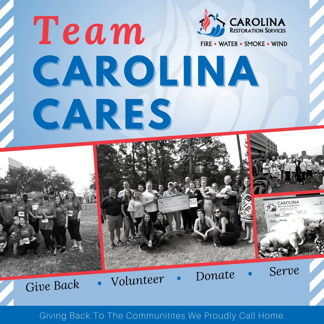 At Carolina Restoration Services, we see it as our duty and privilege to give back to the communities we serve. Our entire team puts forth an effort to support local organizations through volunteerism, donations, and fundraising. #TeamCarolinaCares.