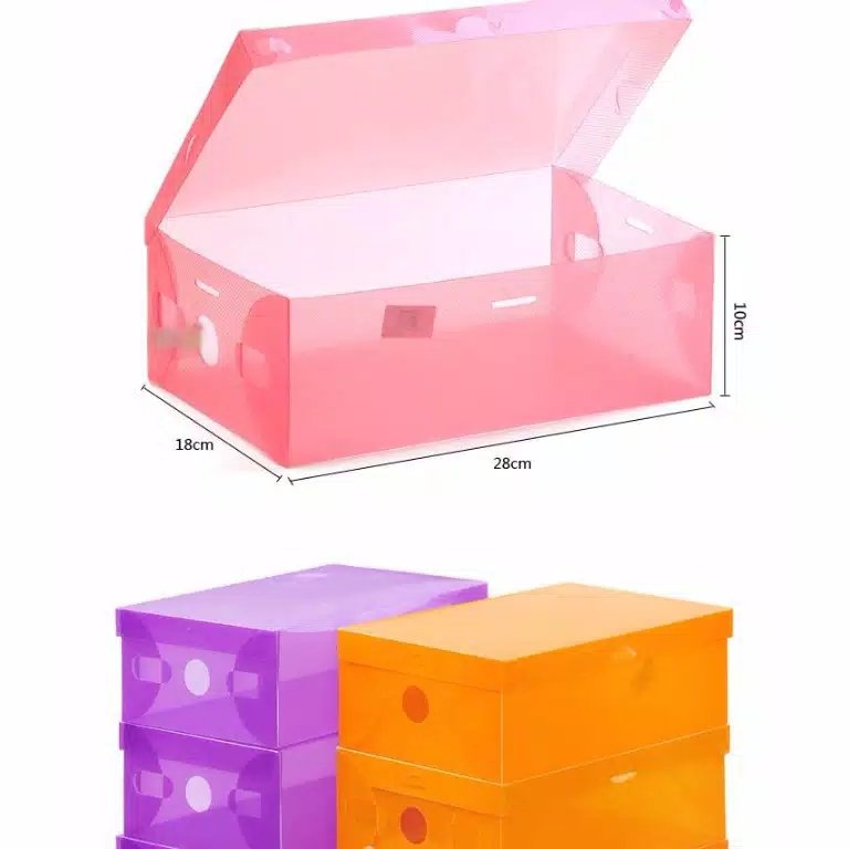 READY STOCK 
 
Kotak Sepatu Transparan 
7.500 

Bahan : Solid PVC (Plastik) PP Transparan
Model : Reguler dengan Bukaan Atas
Ukuran : 28 x 18 x 10 cm

#kotaksepatu #kotaksepatutransparan #kotaksepatuplastik 
#tempatsepatu #tempatsepatutransparan #tempatsepatuplastik 
#raksepatu