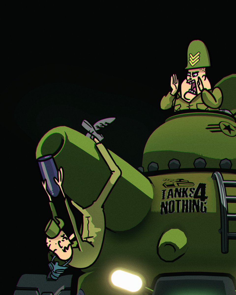 Stupck's tweet photo. Poster Illustration of The Army Surplus from Wacky Races #blender3d #3dartwork #wackyraces #illustration https://t.co/mcy4T7TpZA