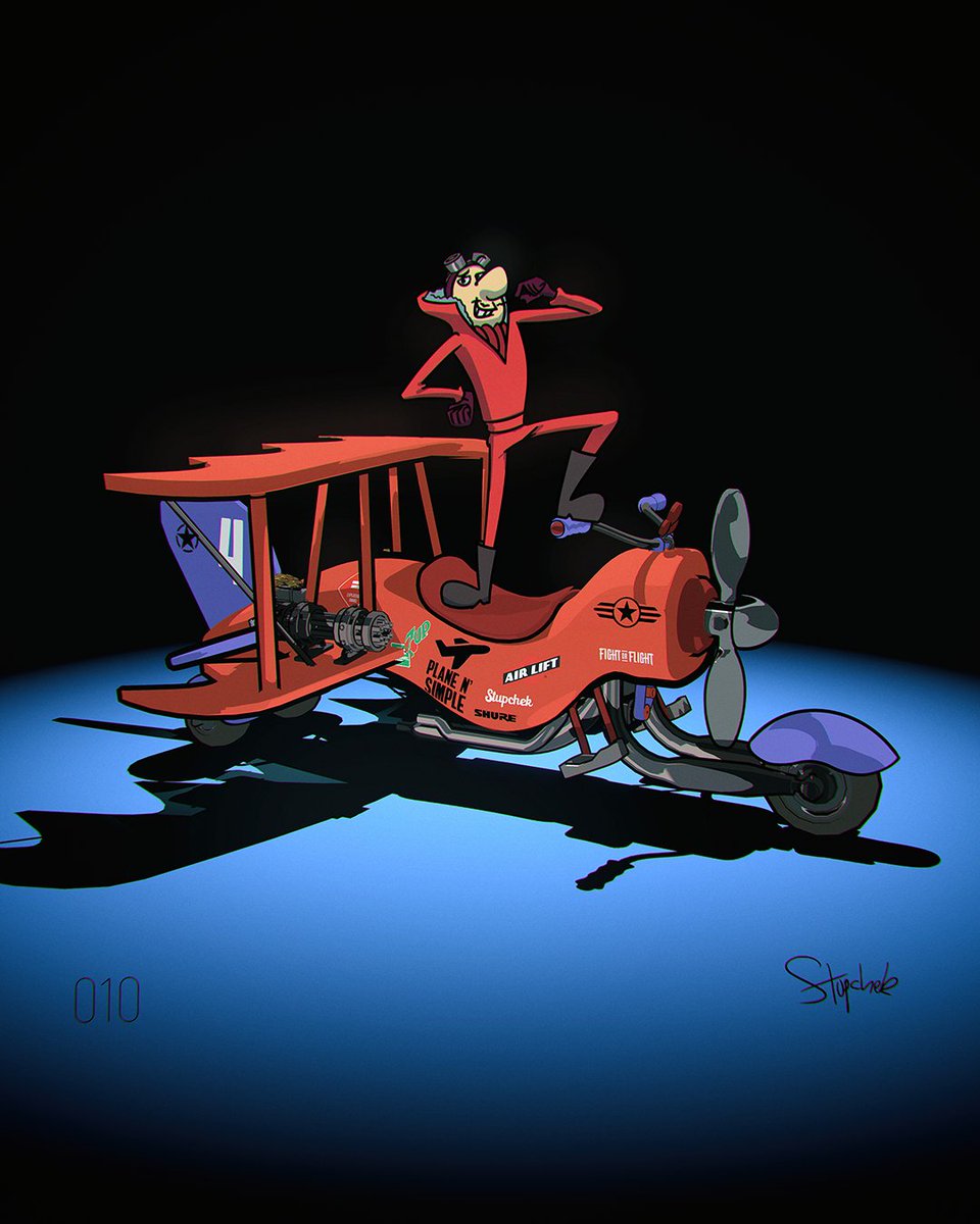 Stupck's tweet photo. Poster Illustration of Crimson Haybaler! #blender3d #3dartwork #wackyraces #illustration https://t.co/8CV6KrfdX2
