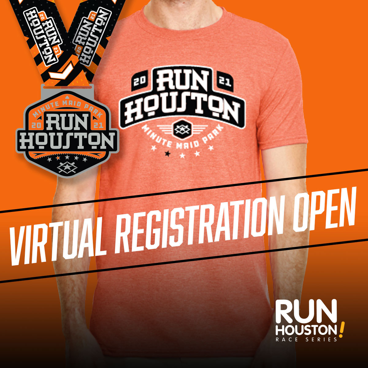 #VirtualRegistration is now OPEN for 2021 Run Houston! Minute Maid Park. Take on the 2nd race in the 2021 Run Houston! Race Series &amp; collect all the awards, including a custom race medal &amp; finisher’s shirt. Register today at the lowest price of the season! bit.ly/RunHoustonMinu…
