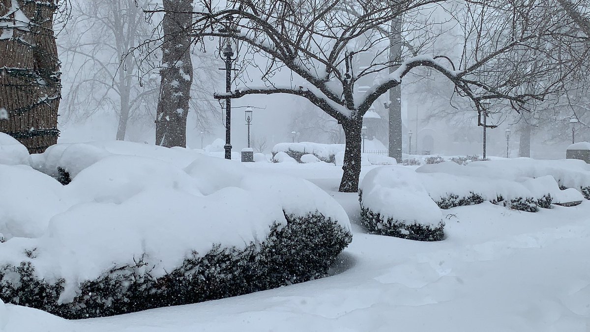 9.6 so far in Morristown NJ. Just interviewed a guy snowboarding off the back of a jeep while taking drone video! 💁🏻‍♂️Please be safe people! <a href="/NBCNewYork/">NBC New York</a> #SnowStorm2021 #JerseyStrong <a href="/StormTeam4NY/">Storm Team 4 NY</a>