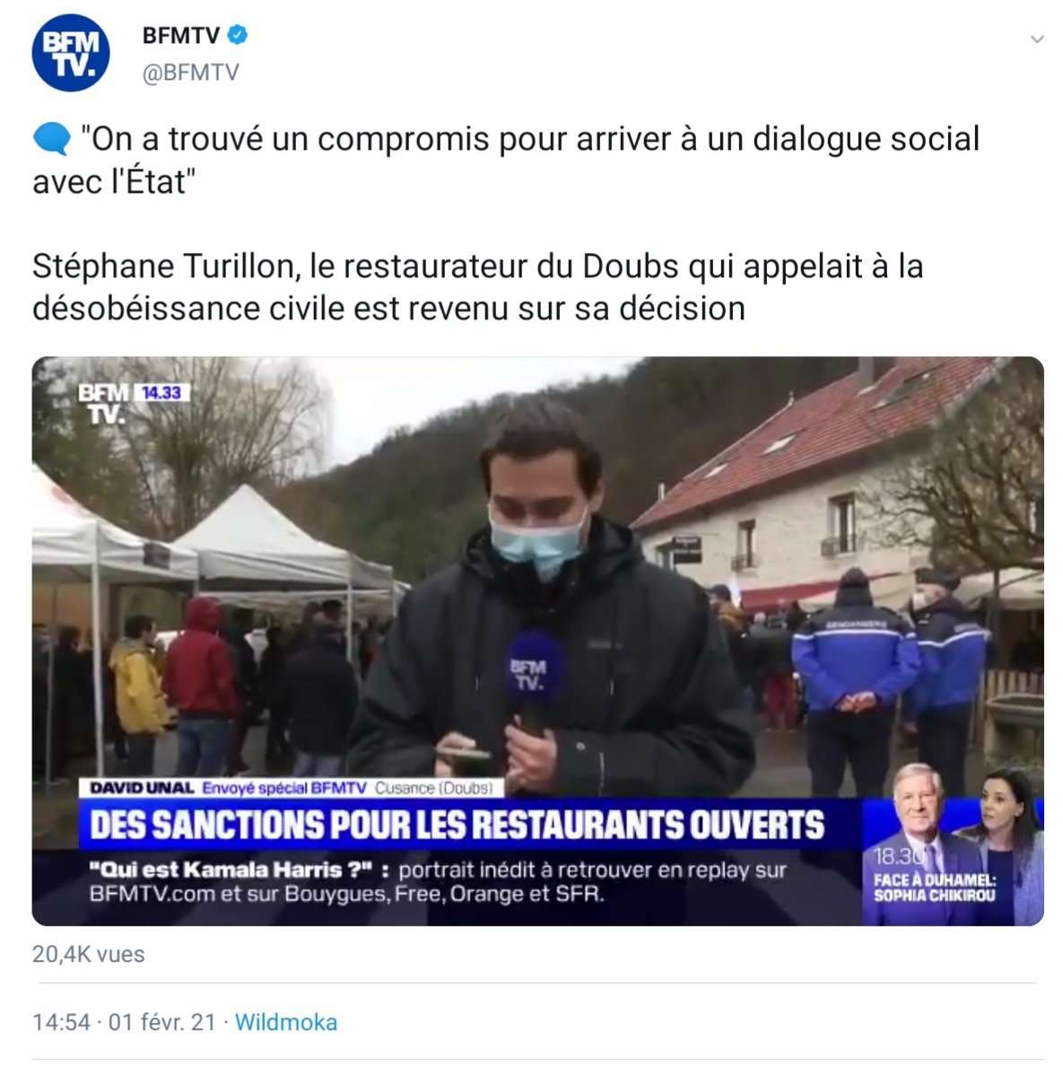 pier2kan's tweet photo. 10h22 : l'avocat de Stéphane #Turillon nous informe qu’il va commettre un delit en ouvrant son restaurant !
14h54 : Stéphane Turillon s’est donc dégonflé ? https://t.co/VuxWUIsanP