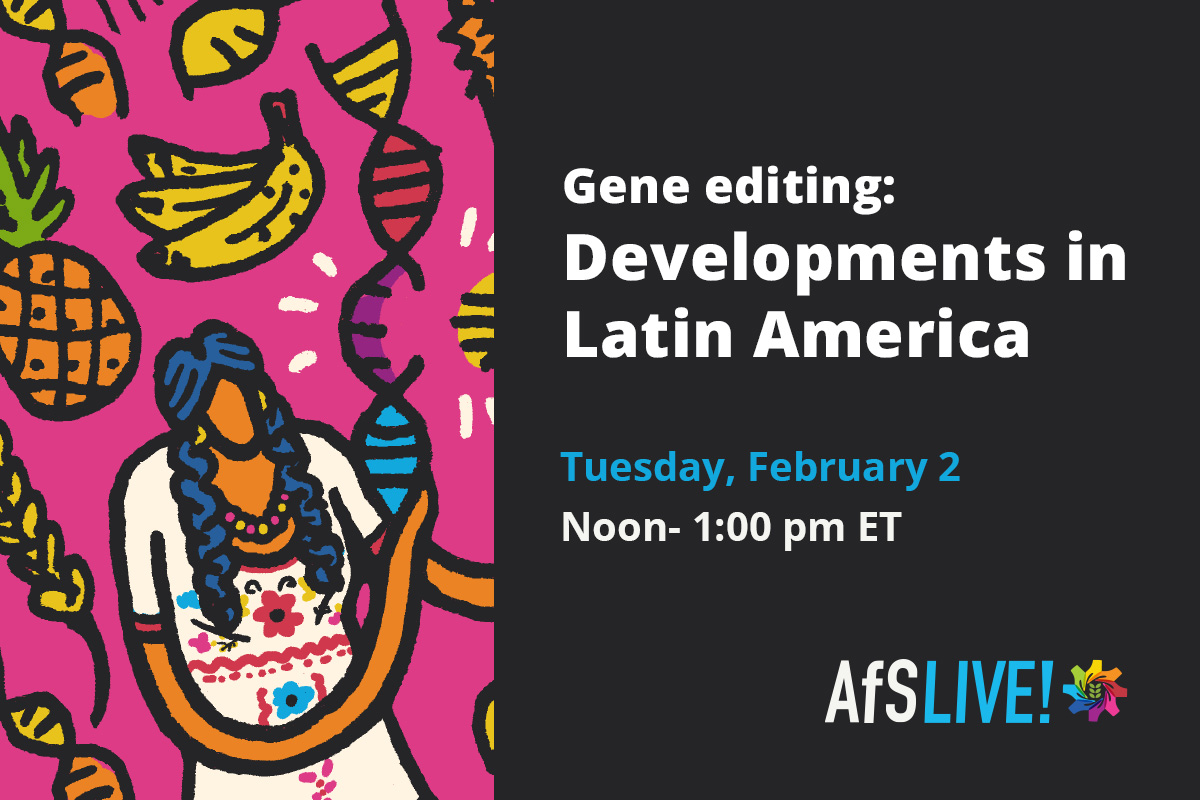 Tomorrow I'll be hosting this webinar about gene-edited crops under development in Latin America, the panelists will be researchers from CIAT, University of Chile, and the Tecnologic of Costa Rica. <a href="/ScienceAlly/">Alliance for Science</a> 
Here we´ll be live at 12 ET -> fb.me/e/3uSSFq7kw
