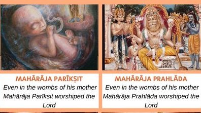 Devotional service can be practiced at any age! *A Thread*1) 𝐖𝐨𝐦𝐛 𝐨𝐟 𝐭𝐡𝐞𝐢𝐫 𝐦𝐨𝐭𝐡𝐞𝐫𝐬For instance, even in the wombs of their mothers Mahārāja Prahlāda and Mahārāja Parīkṣit worshiped the Lord;