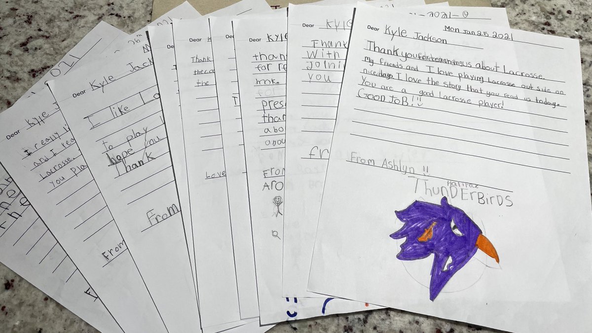 HFXThunderbirds's tweet photo. Monday’s are a little nicer when you get thank you messages from the students of our Virtual Reading program! 

Thank you Astral Drive Elementary for the notes! https://t.co/PmBEdTsQ2s