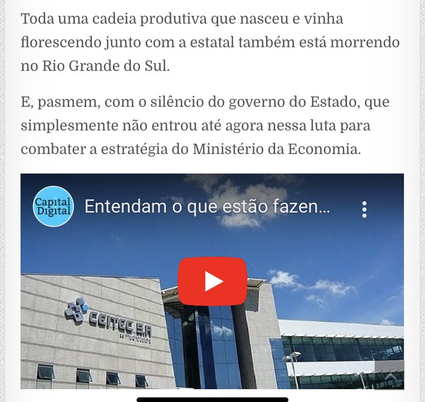 acceitec's tweet image. GF quer liquidar a CEITEC pq não é lucrativa, mas defende criação de ORGANIZAÇÃO SOCIAL SEM FINS LUCRATIVOS, sem comportar a fábrica e c/ previsão d cerca d 30 vagas p/ quadro técnico, hoje são 60 profissionais de P&amp;amp;D. 
Não tem sentido, é só enrolação! 
Em youtu.be/BewOeDAjtmo