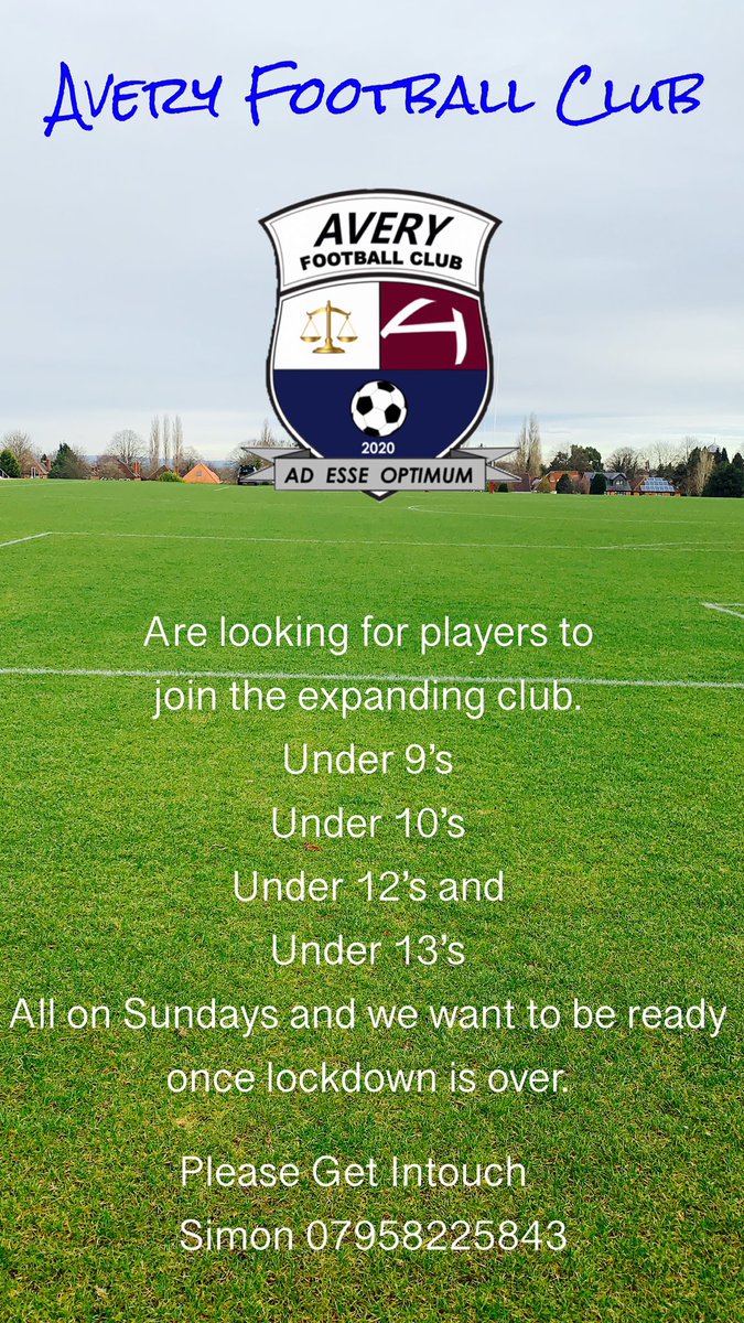 avery_football's tweet photo. With Our Club Expanding!! We would like players to show there interest now. Follow us on Instagram, Facebook and Twitter. Check out our new website too https://t.co/5SXRKikhJH ⚽️ ⚪️🔵#averyboys #whiteandbluearmy #averyfields #lovefootball. https://t.co/Runtsnluwt