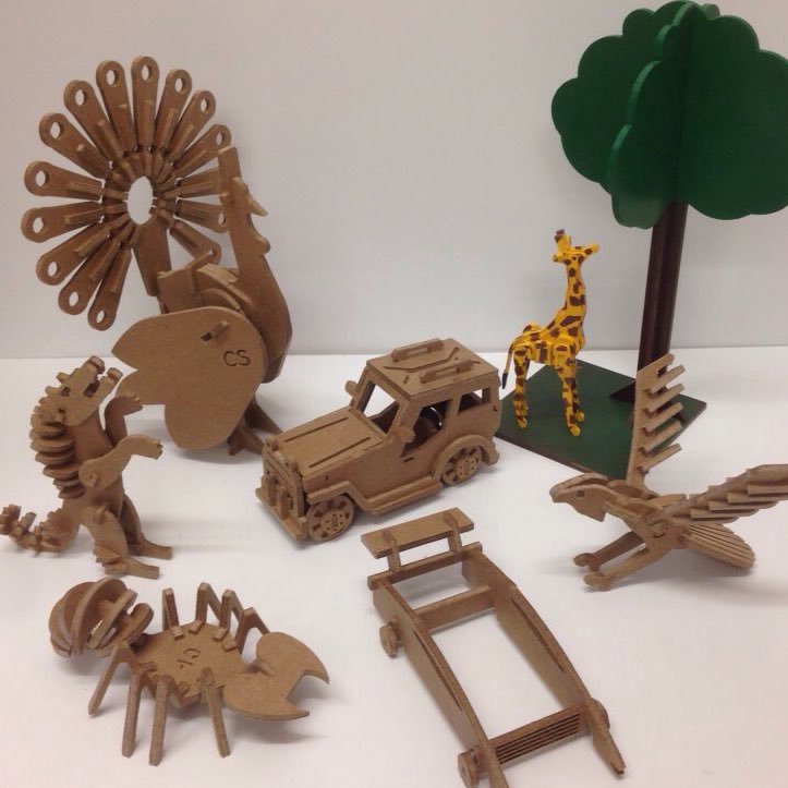 DFHtech's tweet image. These 3D puzzles, designed and cut on our CNC router, are an example of the creative work happening in the Hayden Tech dept