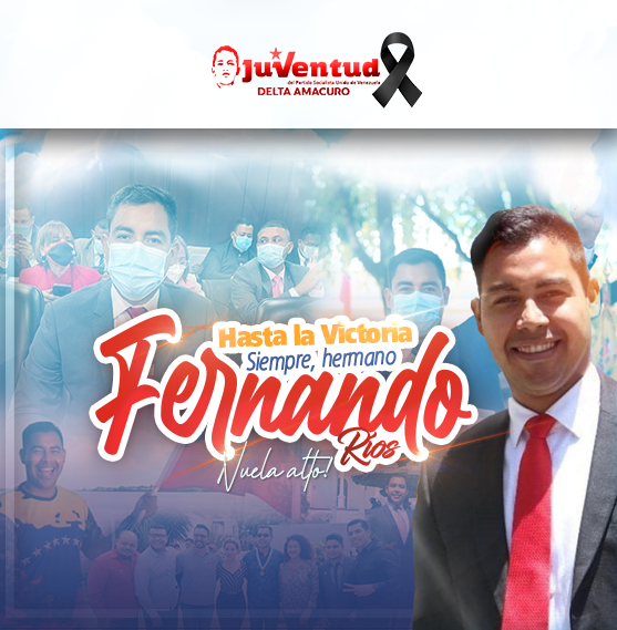 FranDeltaPsuv's tweet photo. Desde la gloriosa juventud del Delta Amacuro extendemos nuestras más sinceras palabras de condolencias a los familiares y amigos de @fernandoguarico 
Fernando, un joven comprometido con su país, estaba llamado a seguir con el legado de nuestro comandante Hugo Chávez ¡Vuela alto! https://t.co/imMLOklqeA