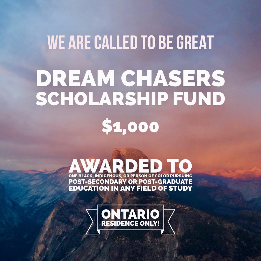 HUNCHOMOO2's tweet photo. We present the Dream Chasers Scholarship Fund which will be given to one Ontario resident attending post secondary education. An application form will be linked in my bio. Please feel free to email or DM me any questions you may have. God bless. https://t.co/gQ8uEUA3Bh