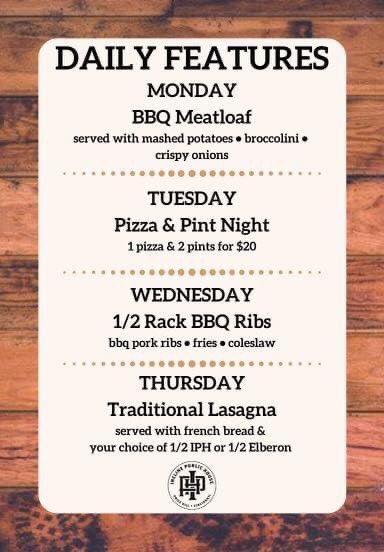 We look forward to seeing you at Incline Public House this week for lunch or dinner. Take a look at our upcoming features. inclinepublichouse.com