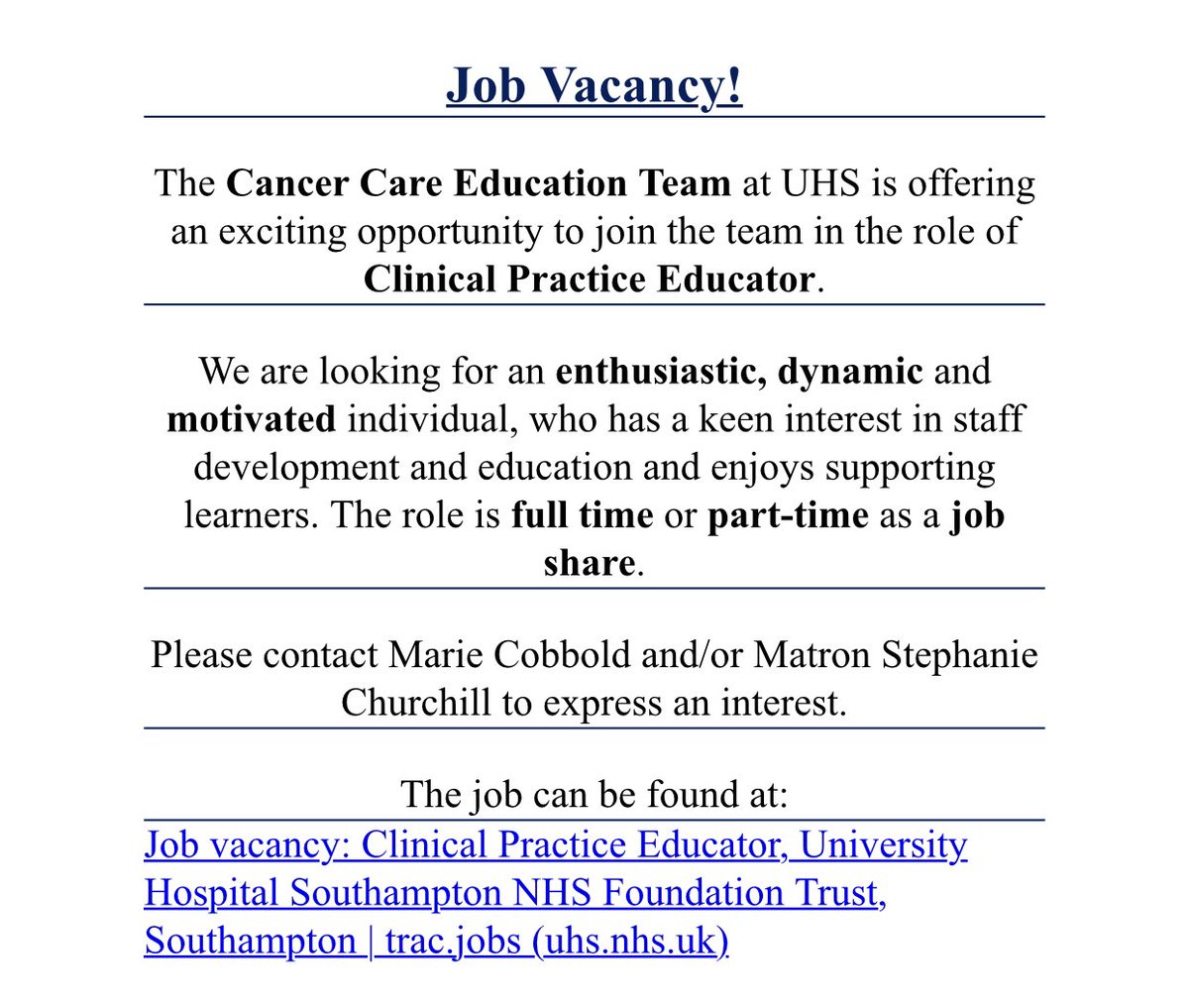 New opportunity in Cancer Care!