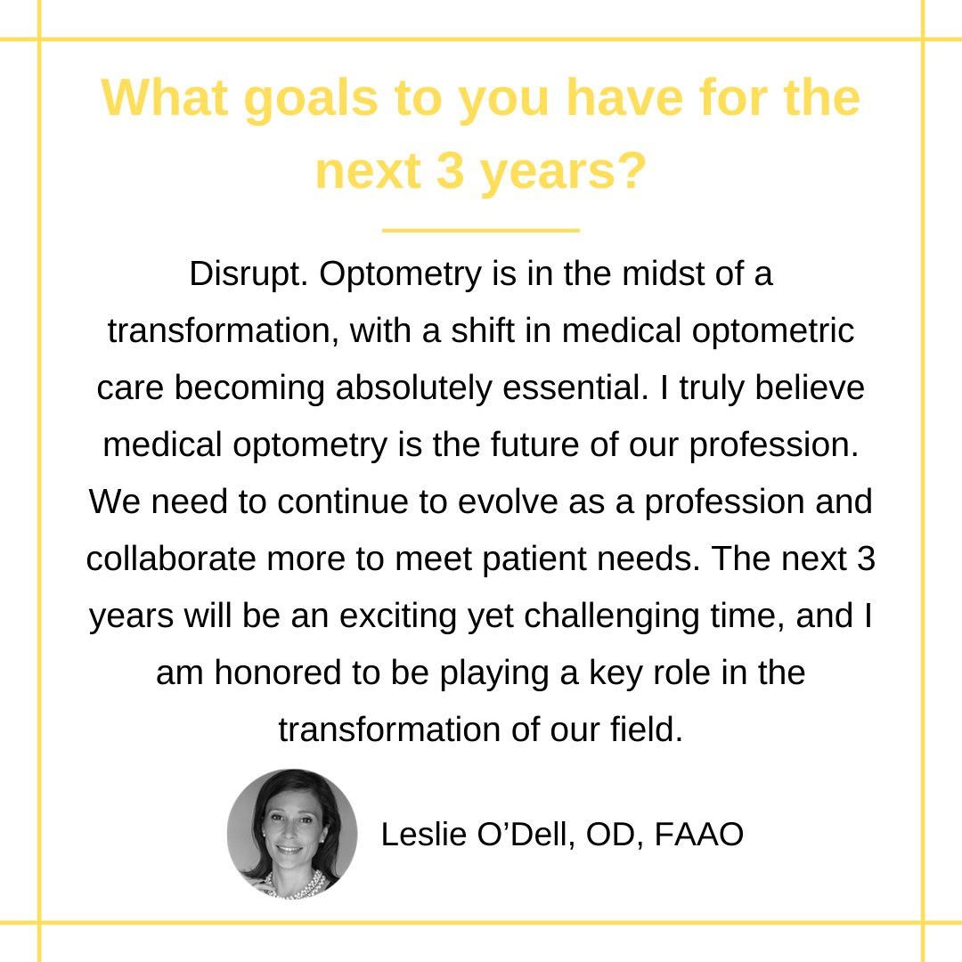 ModOptometry's tweet image. Happy MOD Squad Monday! We’ve asked Dr. Leslie O’Dell what goals she has for the next 3 years. Swipe to read her response --&amp;gt; 

#ModernOptometry #MODSquadMonday #Optometry #Optometrist #EyeDoctor #EyeDoctors #EyeCare #EyeHealth #HealthCare #QandA