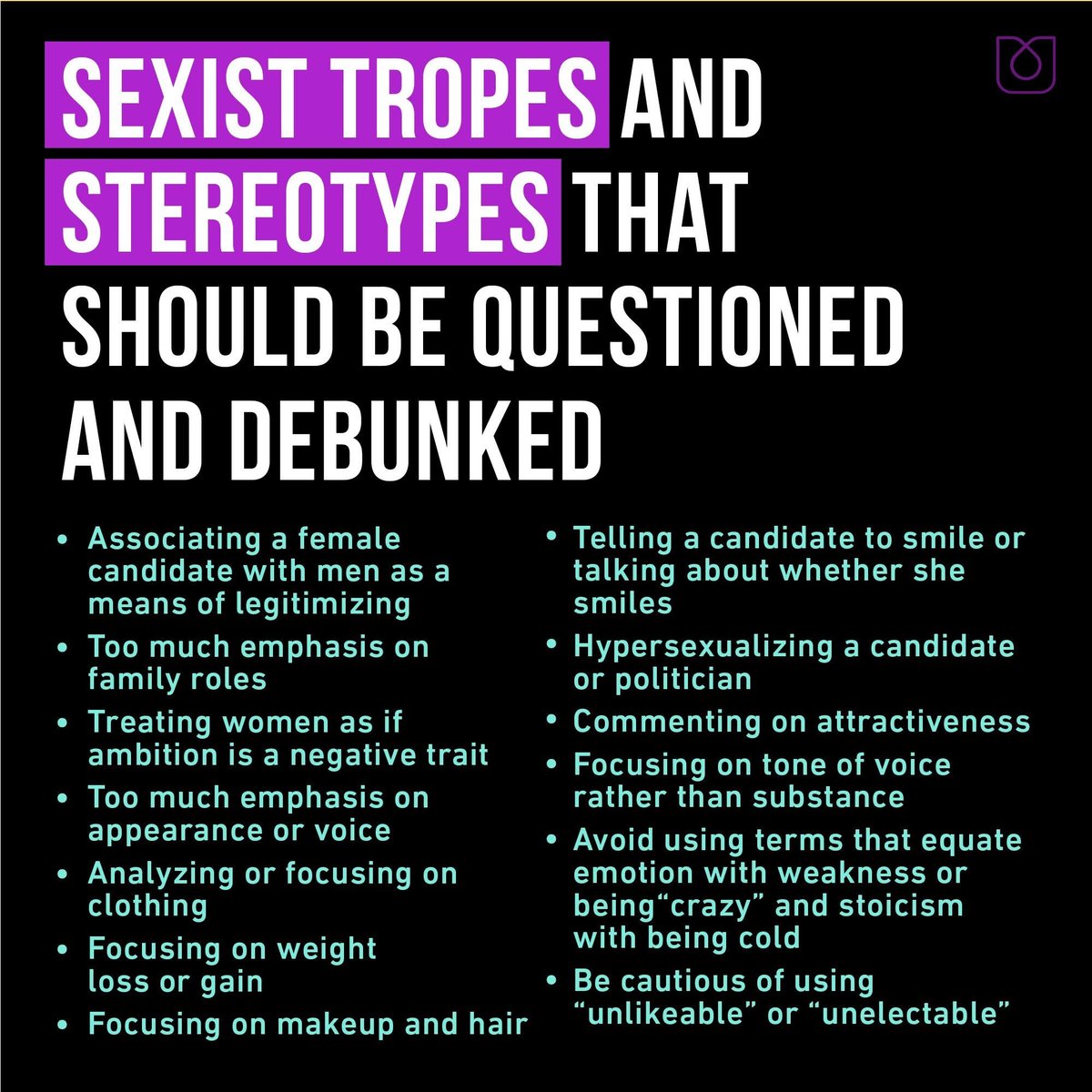 Media:  #GetItRightSexist tropes that should be questioned & debunked: