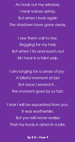 Another example of how fantastic our pupils are! This one is from E H in Year 9 who uses her poetic form to convey a strong sense of hopelessness and loss. #TVLA #TheValley #StarAcademy #WHOWILLWIN #Poetry #Poeticform #Lesson1