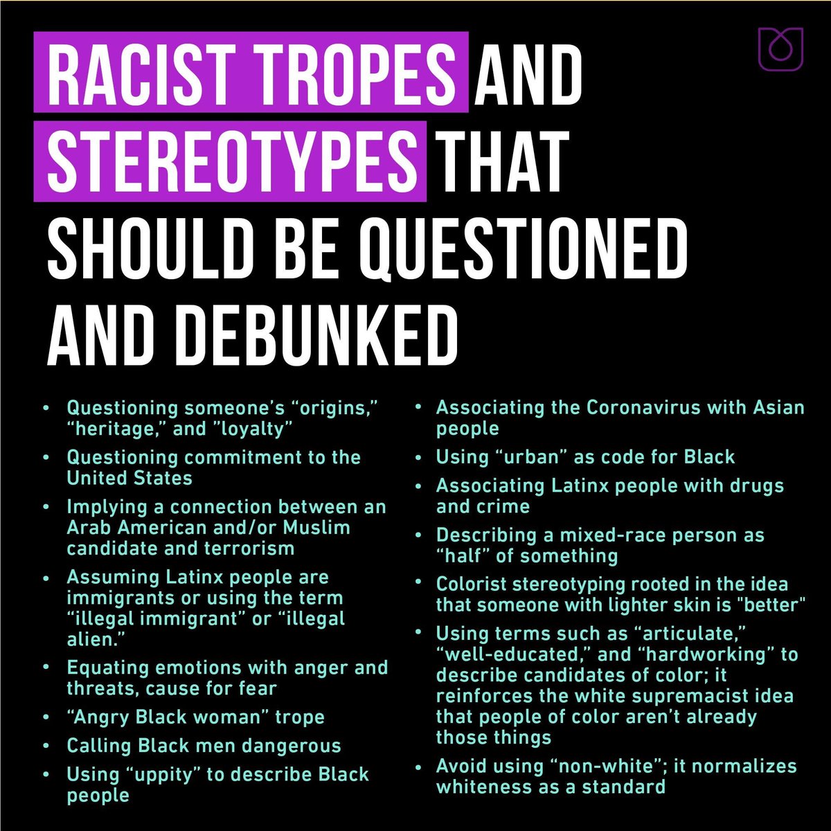 Media:  #GetItRightRacist tropes & stereotypes that should be questioned & debunked: