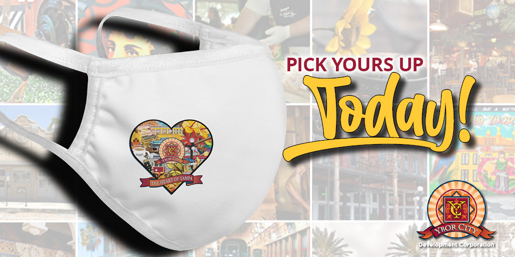 We have teamed up with the Ybor City Chamber of Commerce to give away FREE Heart of Tampa masks! It can be picked up from 11 am - 4pm,  Feb. 1-5 until supplies last, at the Ybor City Visitor Information Center, located at 1600 E. 8th Ave. One mask will be given out per person.