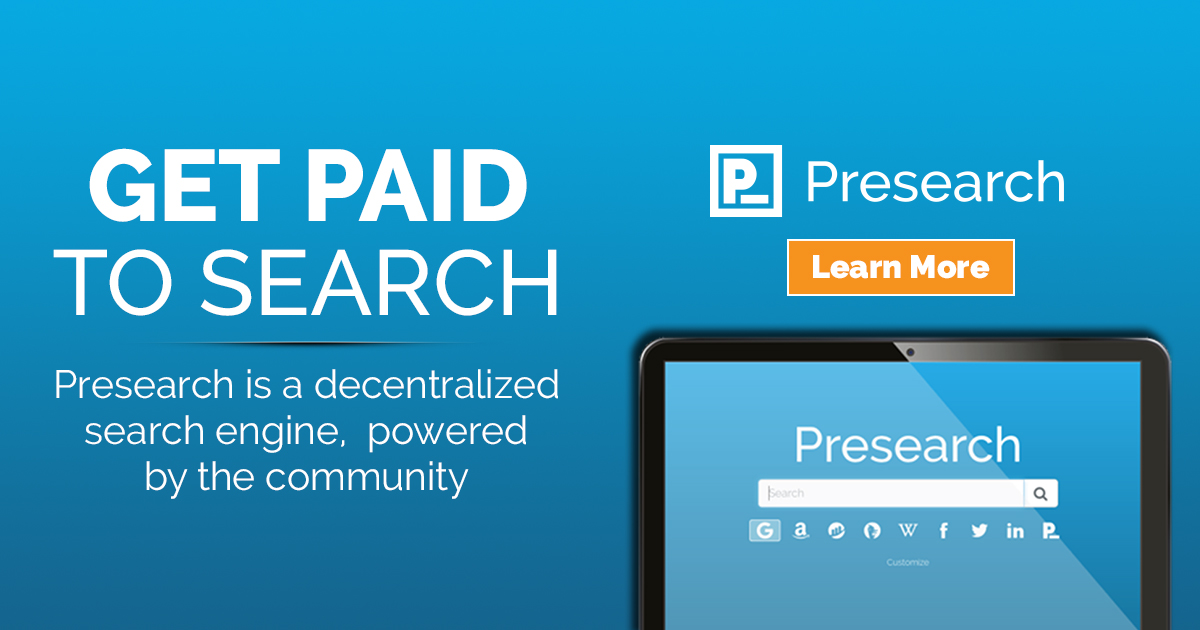 CryptoXar's tweet image. Move over Google, there's a new search engine in town, and it's decentralized. #Presearch where you actually earn tokens for searching. Sign up now: bit.ly/2L5E3Bl #degoogle #replacegoogle