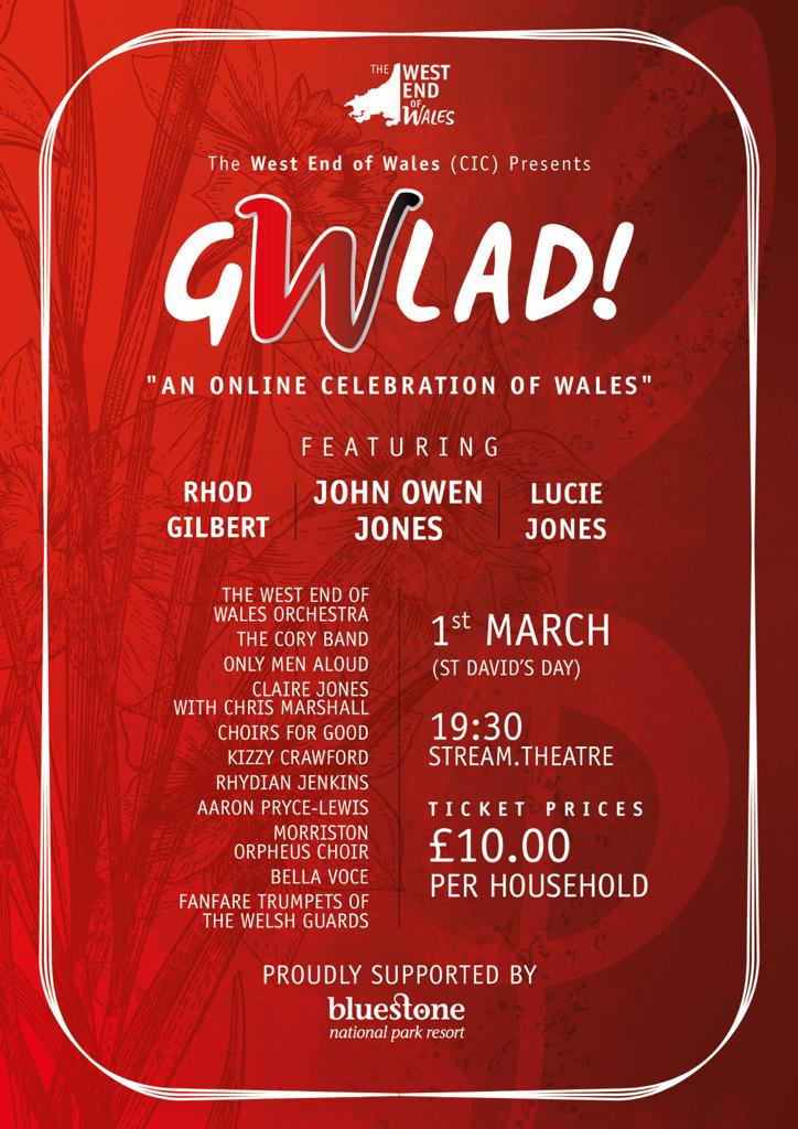 theweow's tweet image. We're proud to present #GWLAD!!🏴󠁧󠁢󠁷󠁬󠁳󠁿🎶

Join us, and our all-star welsh line up for a virtual concert to celebrate our proud nation

@johnowenjones
@luciejones1
@rhodgilbertshow
@onlymenaloud
@Coryband
@clairejones85
@kizzkez

This event is proudly supported by @BluestoneWales
