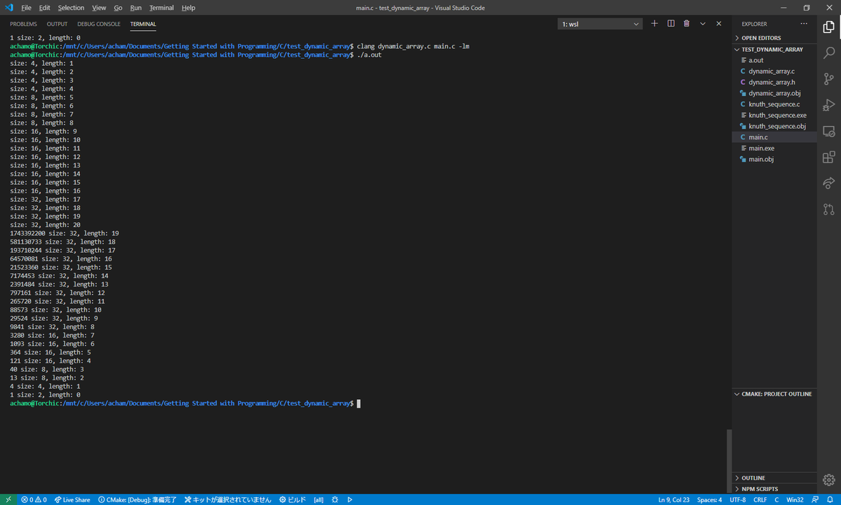 _pikka_'s tweet image. 一応何とか動くみたい。#DynamicArray #可変長配列
#C言語 #C_Language #DataStructure #データ構造 #お家でプログラミング #ステイホーム