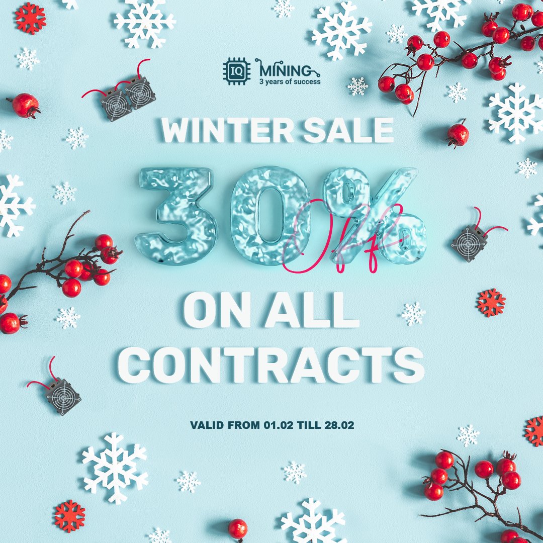 iqminingcom's tweet image. Special promo offer! 🔥All mining contracts are 30% off until the end of February. Prices have been already reduced, this offer works without a promo code.
