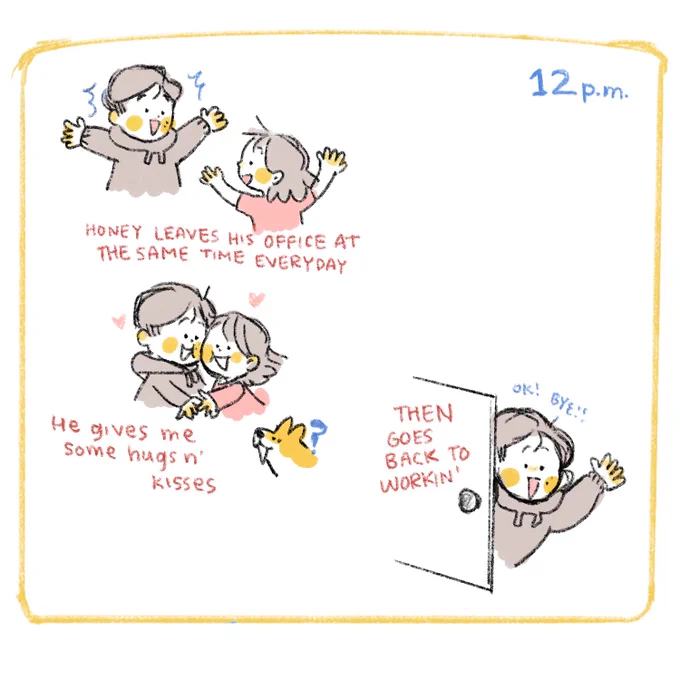 12pm cuddle time! ❤️ #hourlycomicsday 