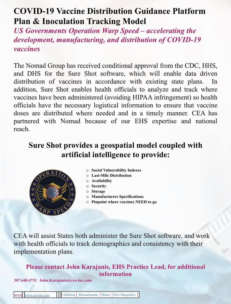 nomadicsceo's tweet photo. @RichardCodey I'm sharing our COVID-19 Vaccine Artificial Intelligence distribution &amp; tracking solution, https://t.co/CtB5mwZTwc; an OEM-style tool developed specifically for State Administrations, Health &amp; COVID Response Teams to make informed, realtime decisions.  Can you help? https://t.co/1FNZ6SRp9A