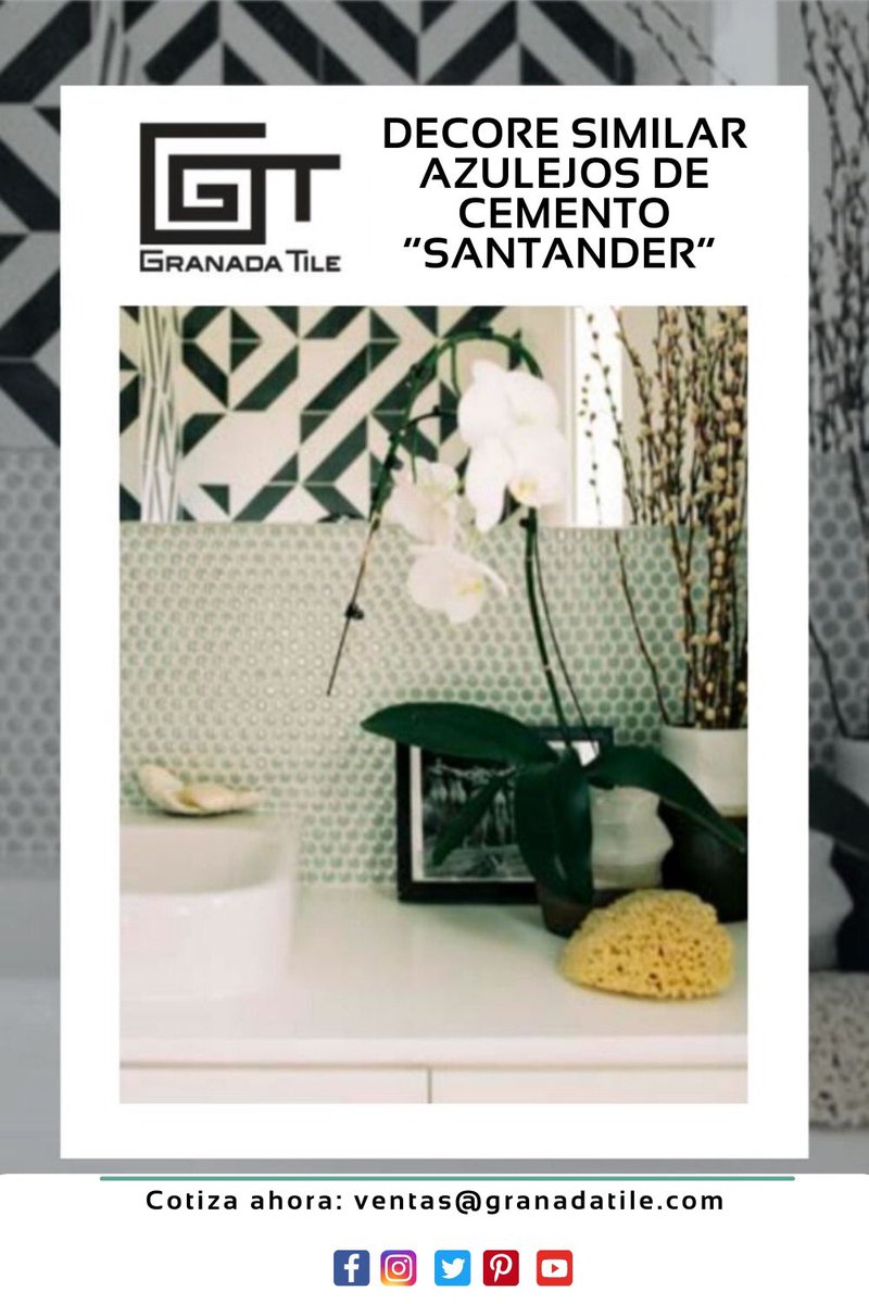 Granada_Tile's tweet photo. Reforma de baño con nuestras baldosas hidráulicas de cemento “Santander” - https://t.co/cNDU3AL6r2 

En la Revista @dwellmagazine los artistas Christopher James y Kristian Beinner James se asociaron con el arquitecto Warren Techentin para crear este elegante cuarto de baño. https://t.co/o4OKcCPhXw