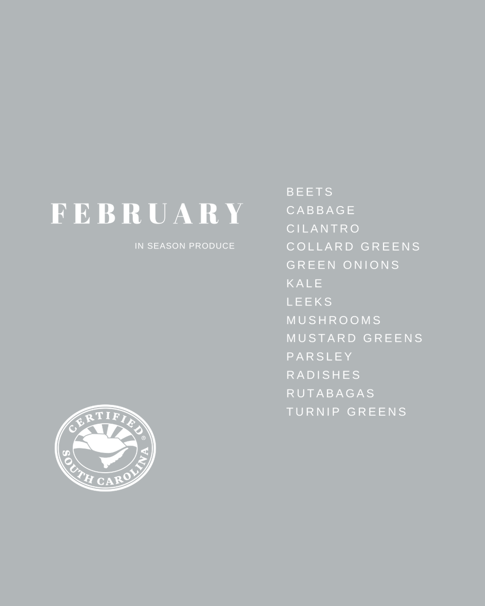 Certified_SC's tweet image. Happy February 💕

Shop in season #CertifiedSC produce and products from your local farmers. Find a farm near you at CertifiedSC.com.