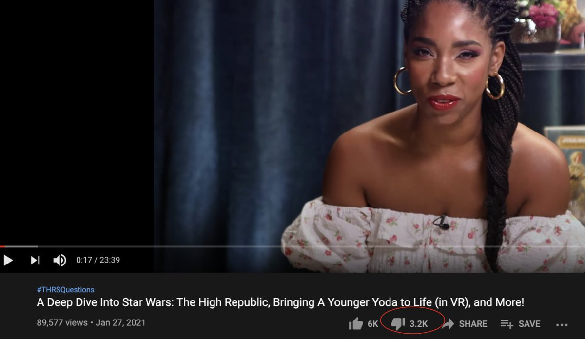 Had a feeling this would happen so let's go through why, no, the downvoting of  @starwars official videos promoting The High Republic is not just "toxic/disgruntled fans." This is a political attack&can be tied back to organized alt right networks who do this kind of thing a lot