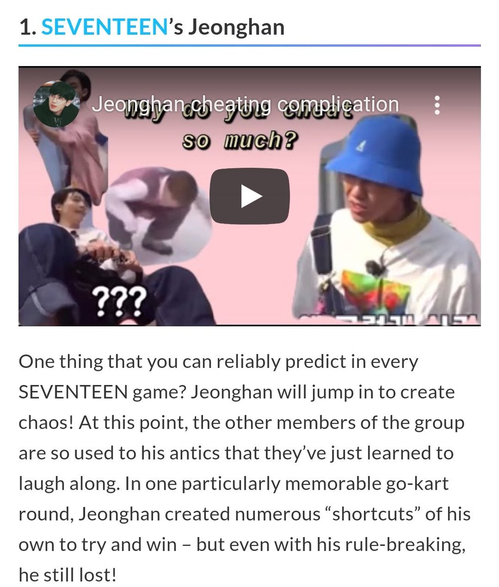 ranked 1 in an article abt idols cheating