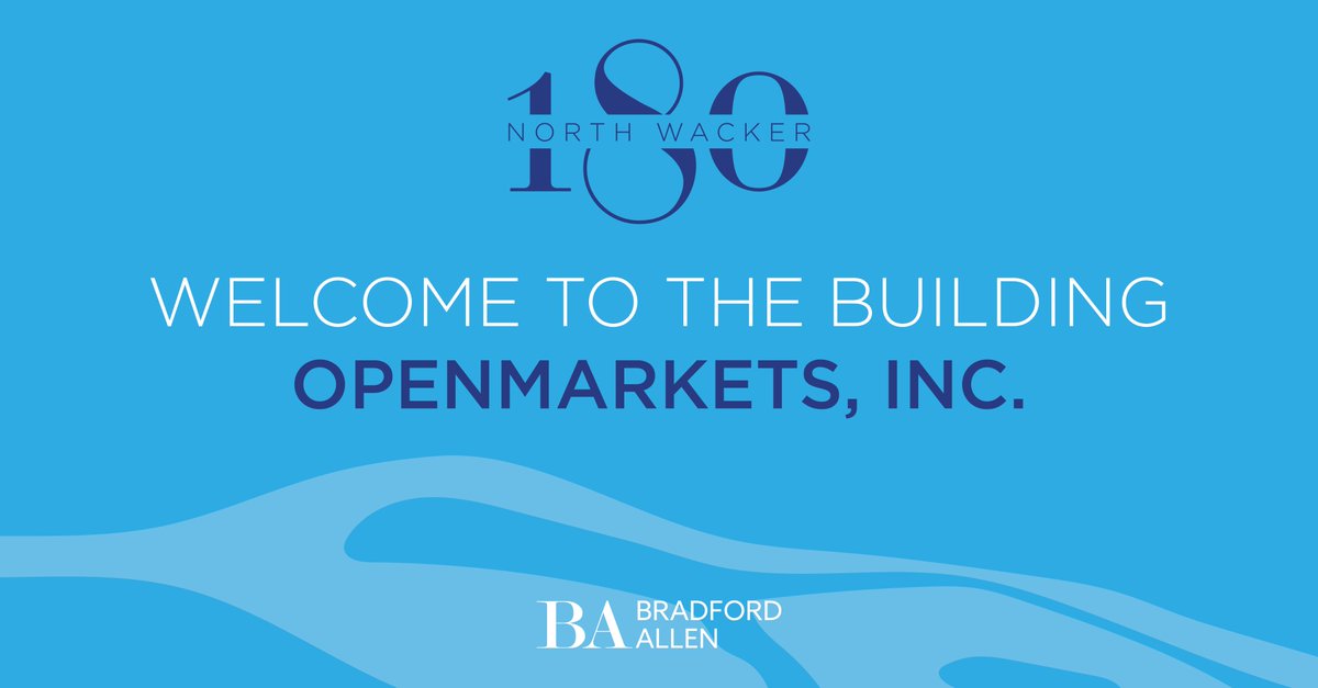 180 N. Wacker is pleased to announce OpenMarkets Inc. has joined the building! Congratulations to Sr. Managing Director Andy DeMoss and Director Alex Gordon of Bradford Allen on the transaction. 

#CRE #CommercialRealEstate #DealAnnouncements
