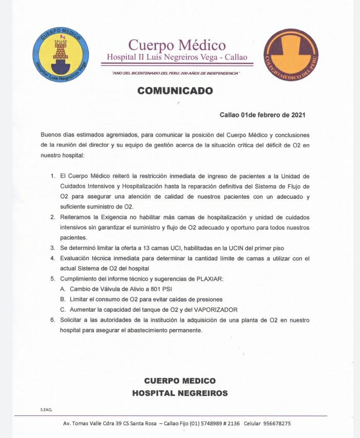 VictorBolvar1's tweet photo. @RegionCallaoPe @minsa el hospital negreiros atiende Covid y ya no se da abasto, #OxigenoparaNegreiros #PlantadeOxigeno para la poblacion. Quien va a justificar los muertos por falta de oxigeno. https://t.co/NzxH1GDkQ0