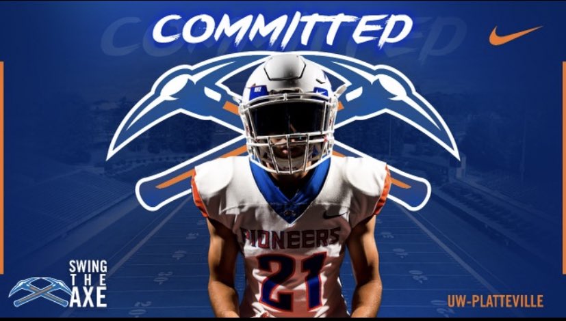 msteffen51's tweet photo. I’m very excited and honored to announce my commitment to continue my academic and athletic career at University of Wisconsin-Platteville.   🔵🟠 #swingtheaxe @CoachHoover9 @UWPlattevilleFB https://t.co/HdgmFo7poZ