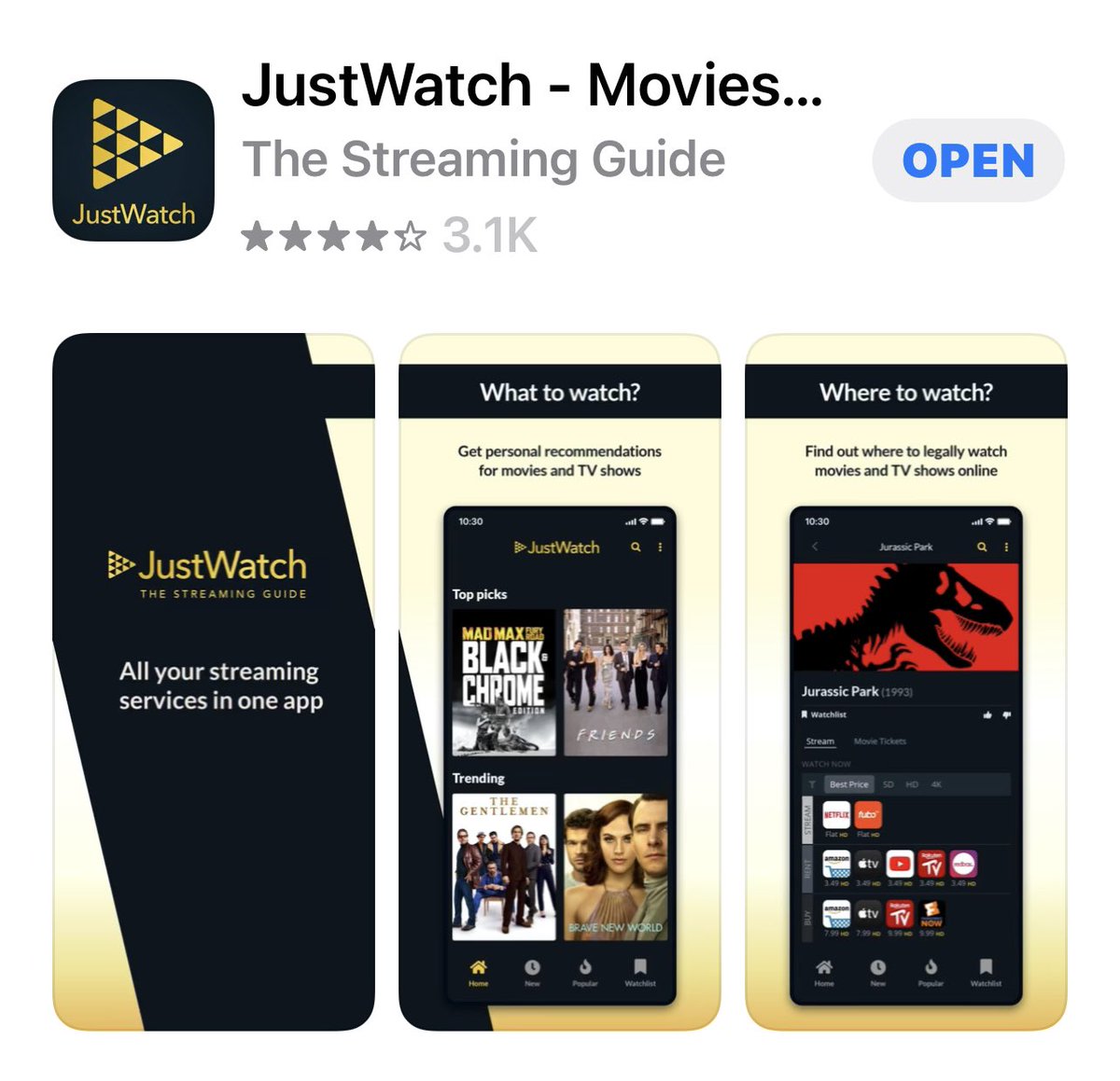 mskordos's tweet photo. @MarkReardonKMOX I was listening to Friday’s podcast over the weekend when you had the discussion about all the movies and shows to watch. Great suggestions. I just downloaded this app and makes finding everything streaming online much easier. Didn’t know if you knew about it. https://t.co/YveAmnSWt3